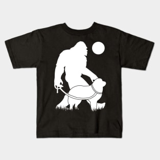 Bigfoot Walking Great Pyrenees Kids T-Shirt